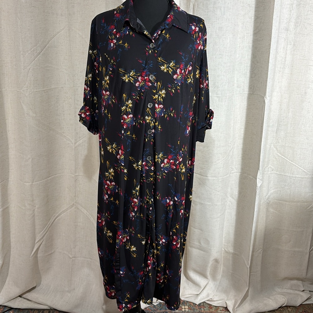 Woman Within Multicolor Patterned Shirt Dress